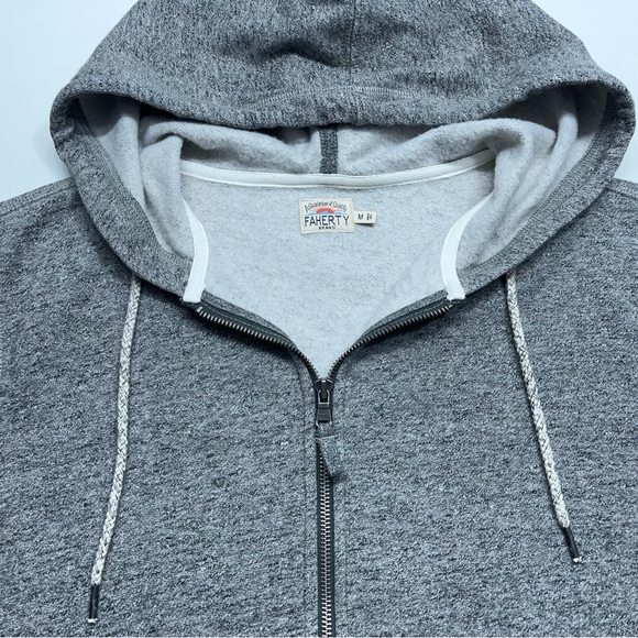 Faherty Full Zip Hoodie Mens Size Medium Gray Cotton Fleece Lined Huckberry - Picture 5 of 13